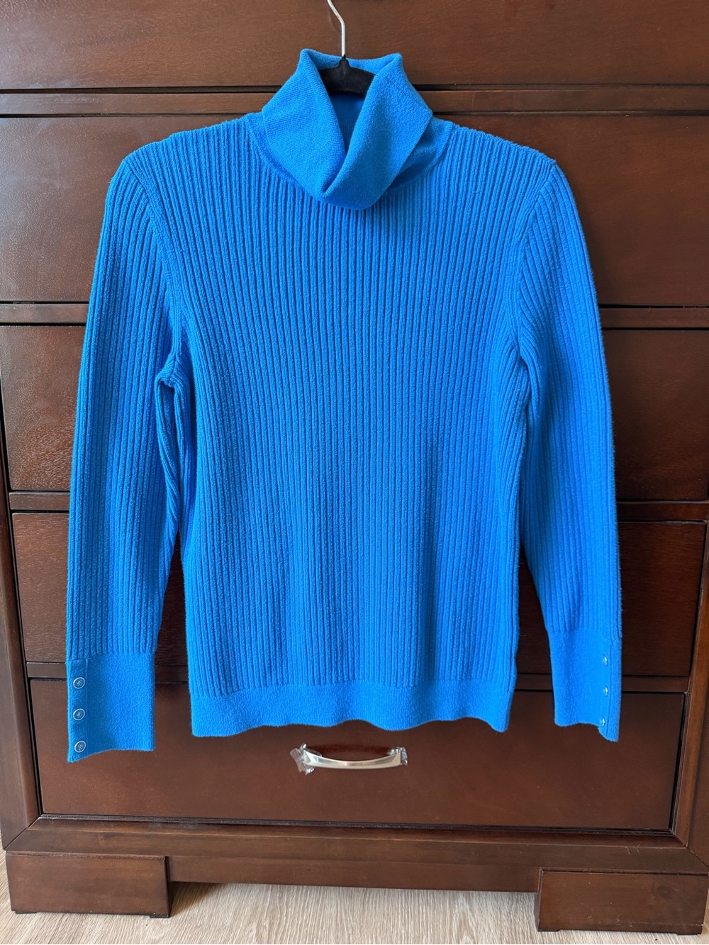 Talbots Bright Blue Ribbed Turtleneck Sweater - Women